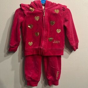 Baby girls JUICY COUTURE hoodie and sweatpants set. Size 12 months.